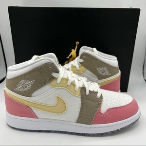 NWB Air Jordan 1 Mid GS Pastel Vivid Green Grind Sneakers